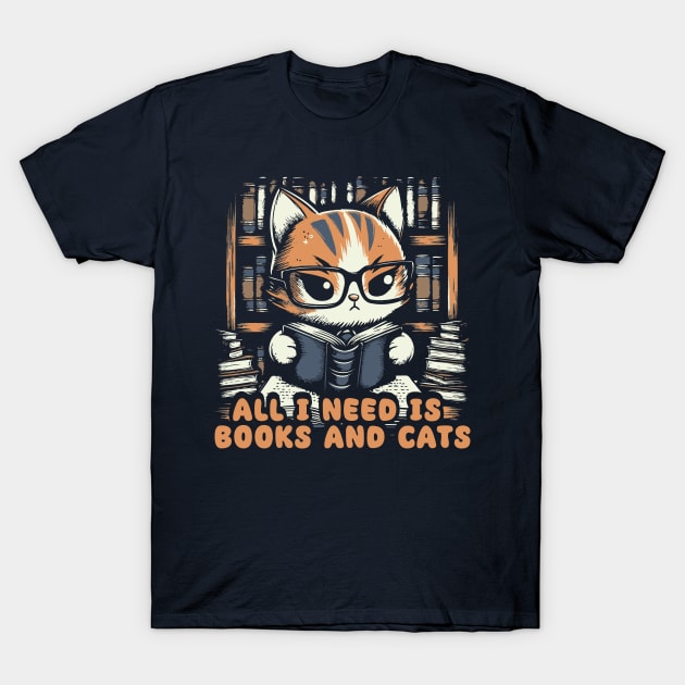 All I Need Is Books And Cats T-Shirt by Trendsdk